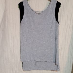 Jack Gray T-shirt with Faux Leather Cap Sleeves